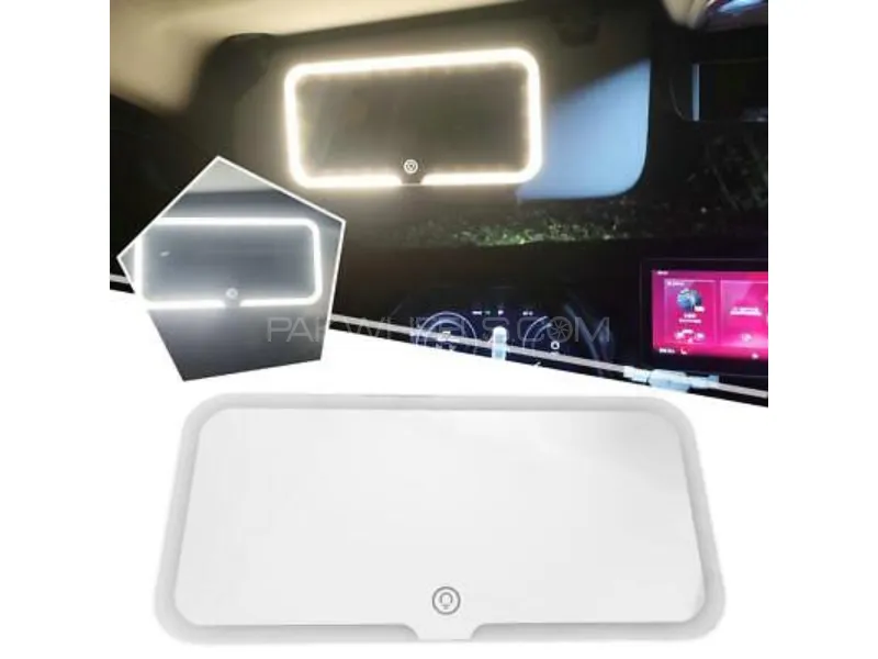 LED Car Sun Visor Vanity Mirror – Rechargeable with 3 Light Modes Image-1