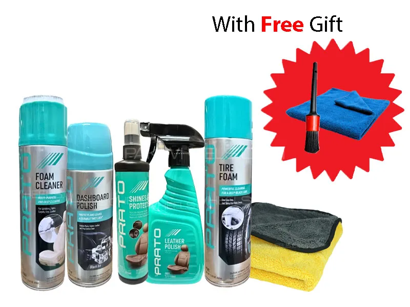 Prato Car Care Kit High Quality Kit With Foam Cleaner Dashbourd Polish Car Tyre Shine Leather Polish Image-1