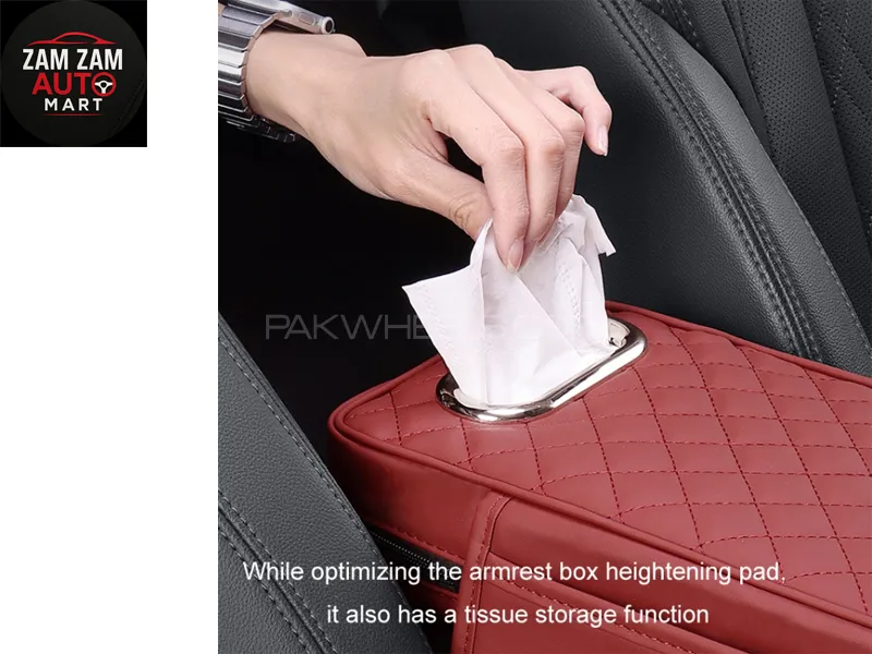car armest with tissue box red color  Image-1