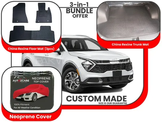 Kia Sportage 2025|Premium Bundle– 3-in-1|China Rexine floor mats,Trunk Mat and Neoprene Cover Image-1