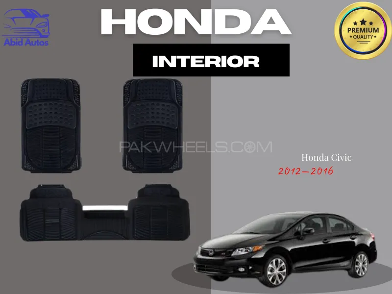 3PCS PVC Rubber Car Floor Mat Set | For Honda Civic 2012–2016 | Durable All-Weather Protection Image-1