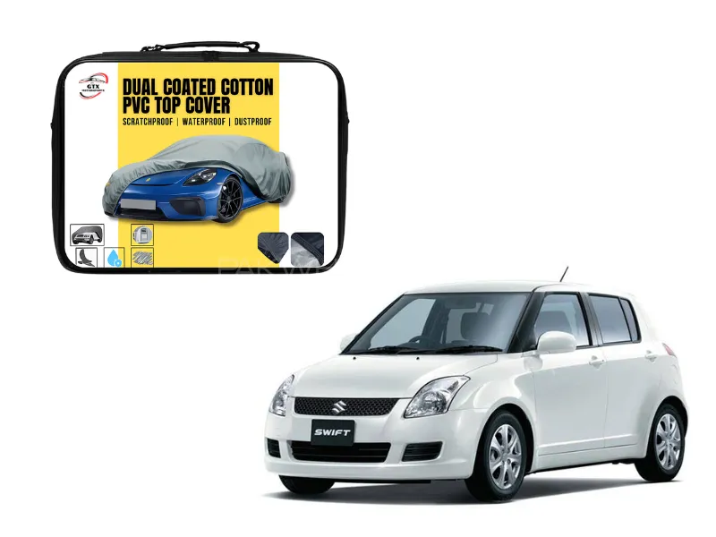 Dual Coated Cotton PVC Car Top Cover for Suzuki Swift 2009-2021 |Waterproof, Dustproof, Scratchproof Image-1
