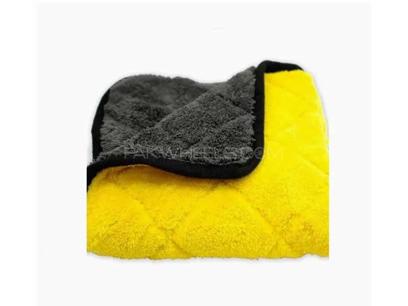 Micro Fibre clothe Diamond Cut  pack of THREE, colour yellow & Grey Size 40/40 GSM 800 Image-1
