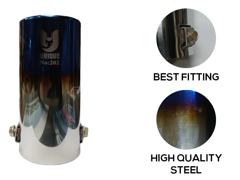 Suzuki Size Exhaust Tip with Burnt Finish (U-202)–Stainless Steel - Ready Burnt Finish Exhaust Tip   Image-1