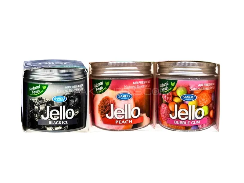 Jello Air Freshener Ge Pack Of 3 Black Ice,Peach & Bubble Guml | Perfume Gel Image-1