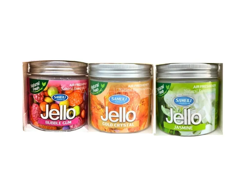 Jello Air Freshener Ge Pack Of 3 Bubble Gum , Gold Crystal & Jasmine | Perfume Gel Image-1
