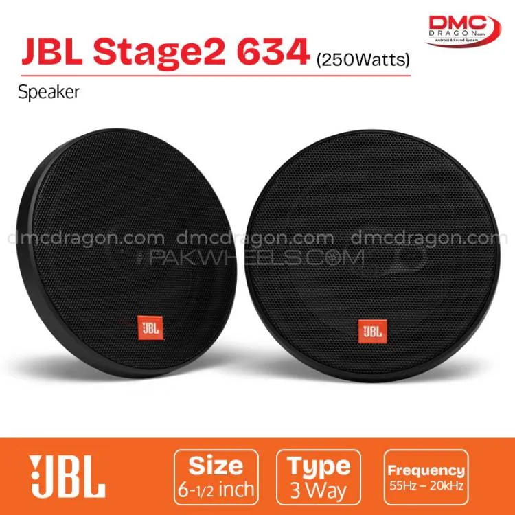JBL Stage2 634 Car Speaker Three Way 250W 6.5in Original Image-1