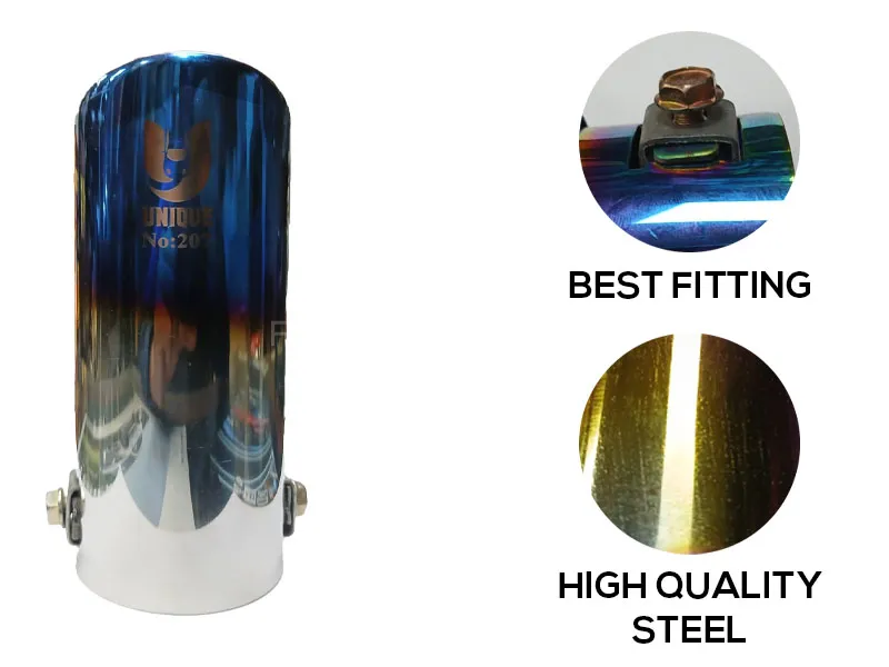 Suzuki Size Exhaust Tip with Burnt Finish (U-207)–Stainless Steel - Ready Burnt Finish Exhaust Tip Image-1