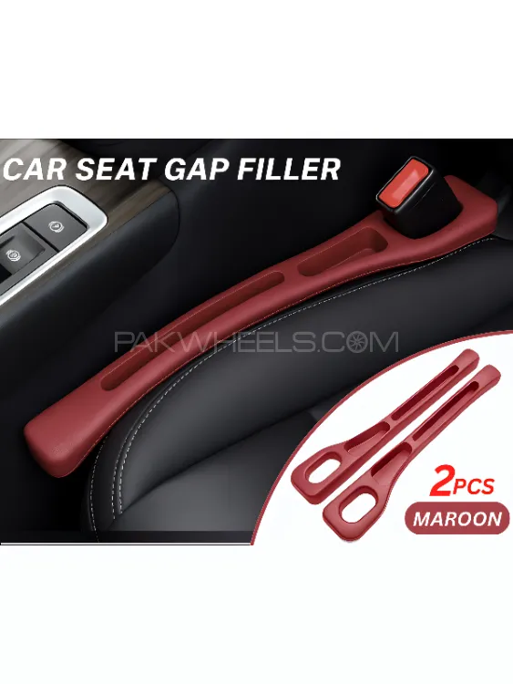 2PCS Car Seat Gap Filler -Anti-Drop Strip  For Cars & SUVs -Car space filler - Mobile Holder- MAROON Image-1