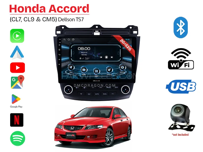 Honda Accord 2002-2006 CL9 CM5 CL7 Dellson TS7 2GB+32GB Android Panel Car Radio Stereo 10in Screen Image-1