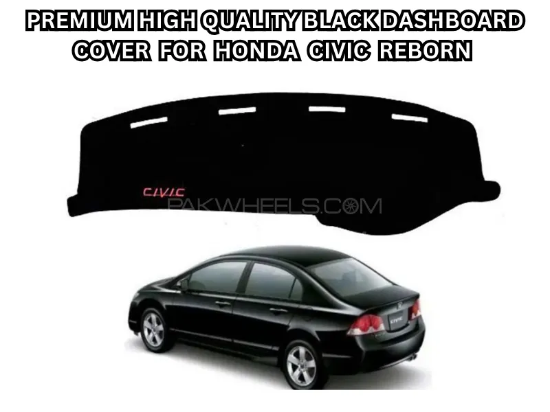 Premium Black Dashboard Cover with Logo – Fits Honda Civic Reborn Image-1