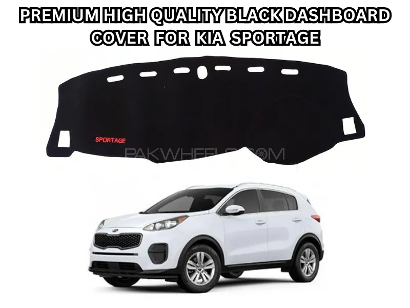 Premium Black Dashboard Cover with Logo – Fits Kia Sportage Image-1