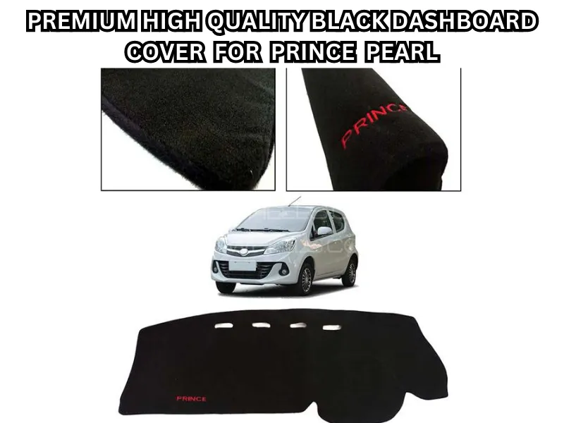 Premium Black Dashboard Cover with Logo – Fits Prince Pearl Image-1