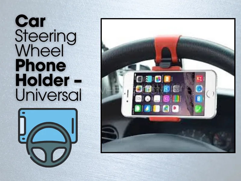 Car Steering Wheel | Phone Holder |  Universal Fit Image-1