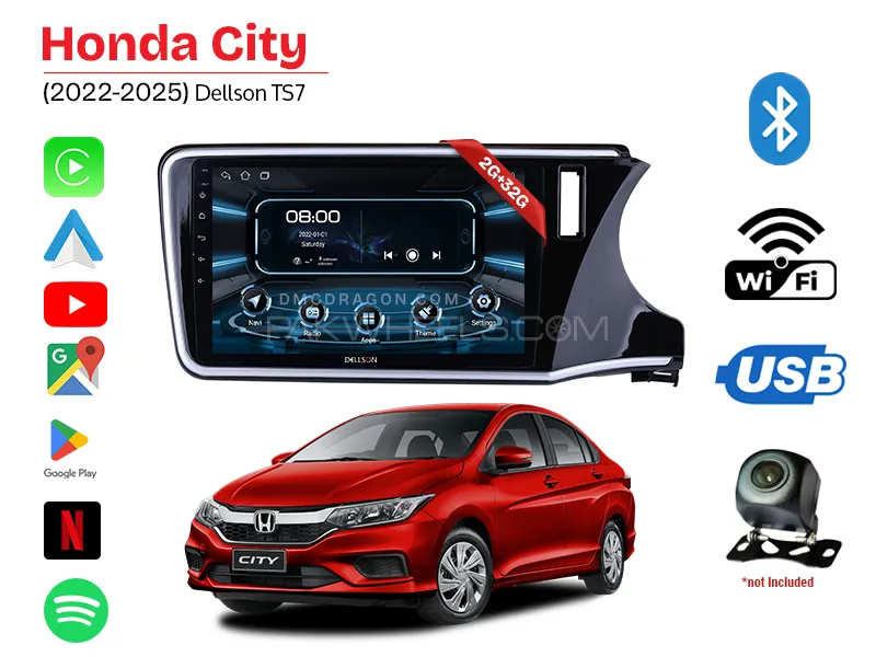 Honda City 2022-2025 Dellson TS7 2GB+32GB Android Panel Car Radio Stereo 10in Screen Image-1
