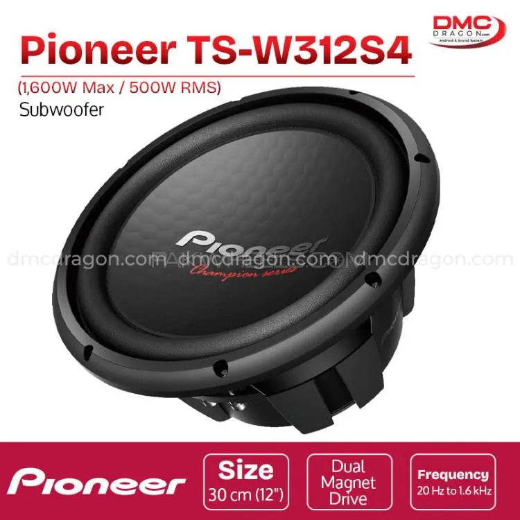 Pioneer TS-W312S4 Car Subwoofer 12 in 1600W Dual Magnet Drive Original Image-1
