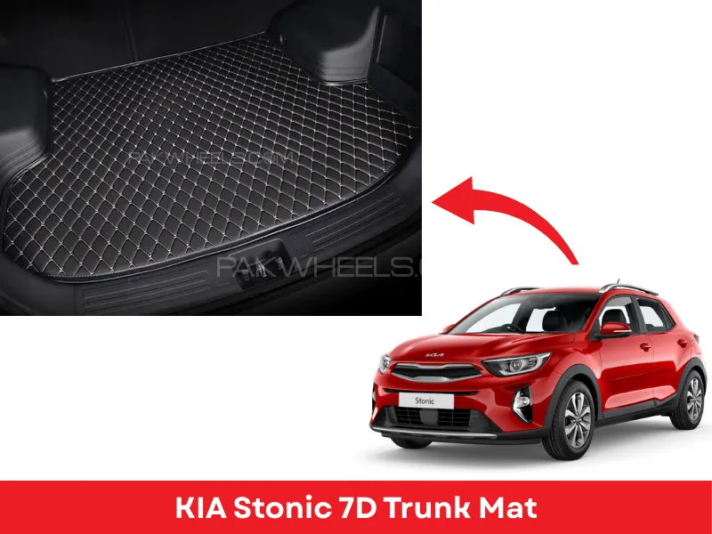  KIA Stonic 7D Trunk Mat Black With Beige Stitch Model 2020-2024 Image-1