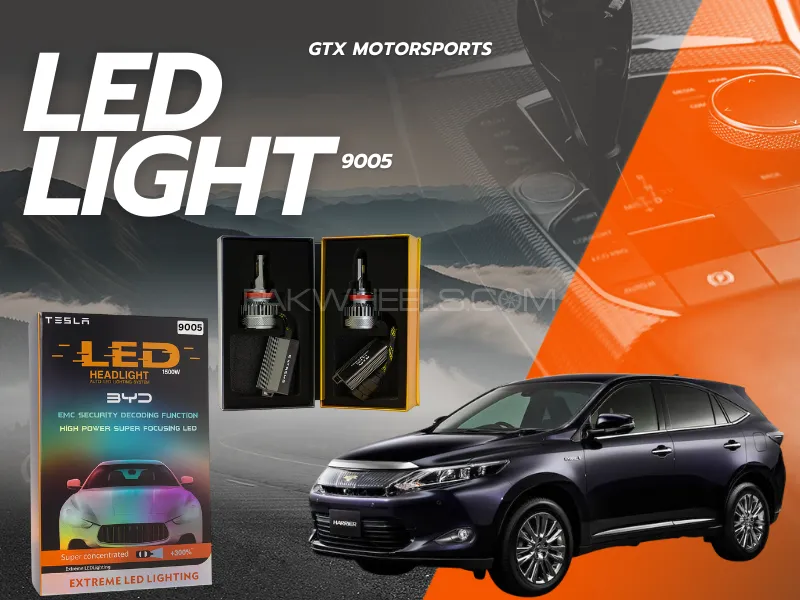 BYD 9005 Tesla LED Headlight Bulbs 1500W – Compatible with Toyota Harrier 2014–2020 (High Beam) Image-1