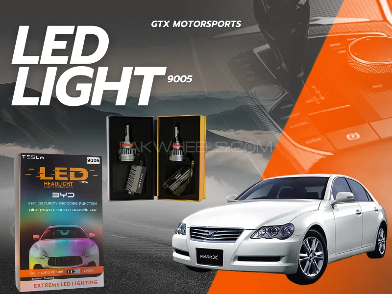 BYD 9005 Tesla LED Headlight Bulbs 1500W – Compatible with Toyota Mark X 2004–2009 (High Beam) Image-1