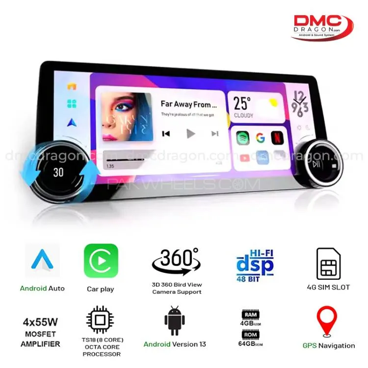 Diamond X23 Android Car Stereo | 12.3-inch OLED Touchscreen Dual Knobs | 4GB+ 64GB |  360° Camera  Image-1