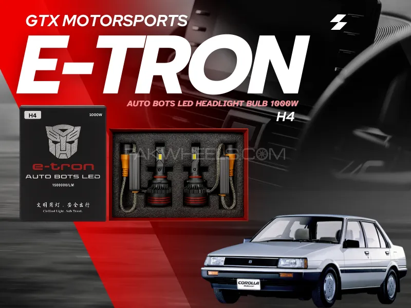 E-Tron Auto Bots LED Headlight Bulb 1000W – H4 Fitting for Toyota Corolla EE80 Image-1