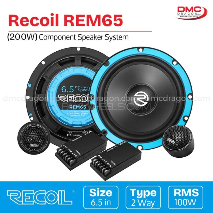 Recoil REM65 Echo Series 6.5 in Component Speaker Car Audio System 200W Image-1