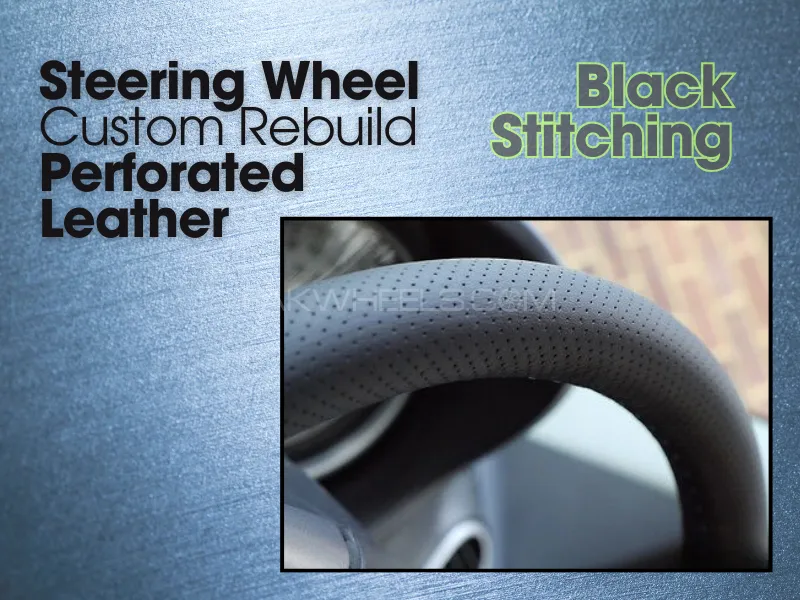 Universal | Perforated |Leather Car Steering Wheel | Stitch On Wrap Cover | DIY | Sewing Breathable  Image-1