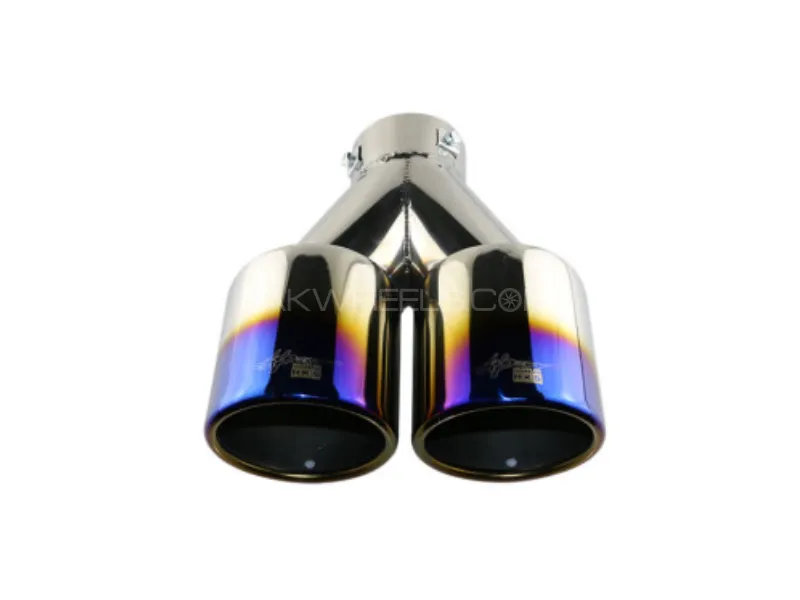 Universal HKS Dual Muffler Exhaust Tip – Burnt Blue Image-1