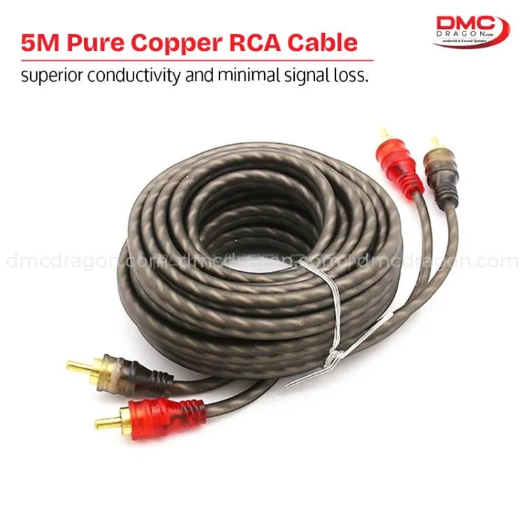 5M Pure Copper RCA Cable with RCA Plugs Audio Cord for Amplifier Image-1