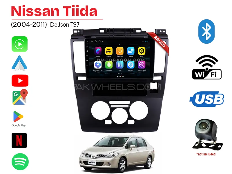 Nissan Tiida 2004-2011 Dellson TS7 2GB+32GB Android Panel Car Radio Stereo 9in Screen Image-1