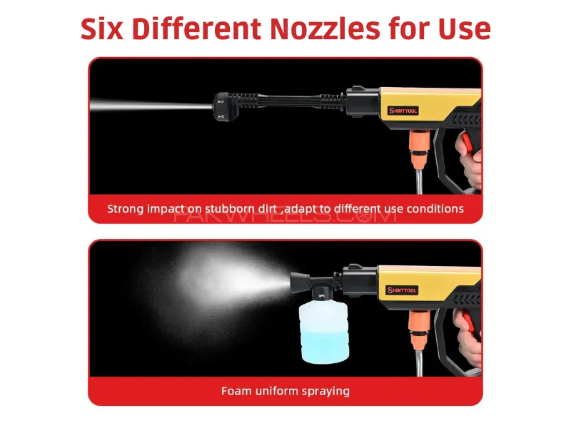 6 in 1 Nozzle - Imported Wireless Pressure Washer Gun - Dual Battery 198V 6 in 1 Nozzle - Imported Wireless Pressure Washer Gun - Dual Battery 198V Image-6