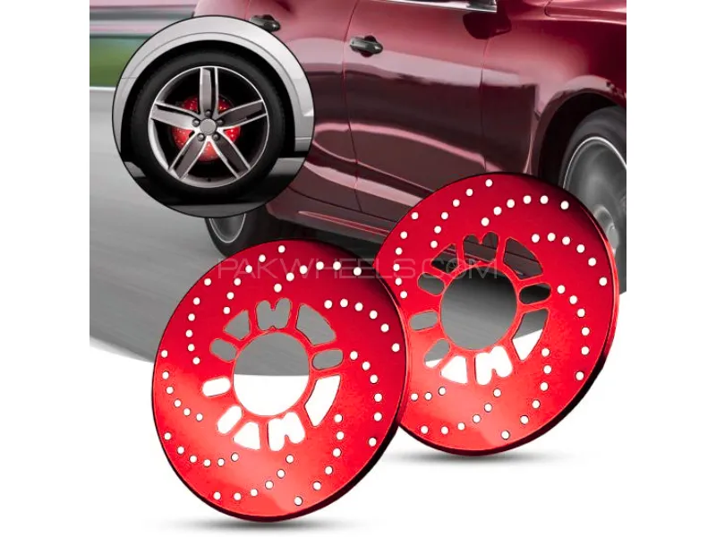 2Pcs Disc Brake Rotor Hollow-Out Decorative Cover – Stylish Red Car Brake Caliper Disc Plate Image-1