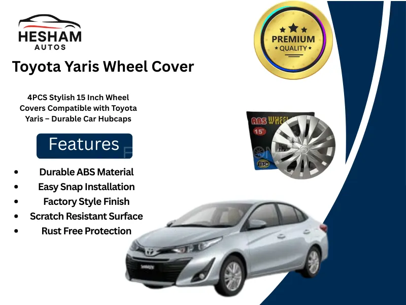 4PCS Stylish 15 Inch Wheel Covers Compatible with Toyota Yaris – Durable Car Hubcaps Image-1