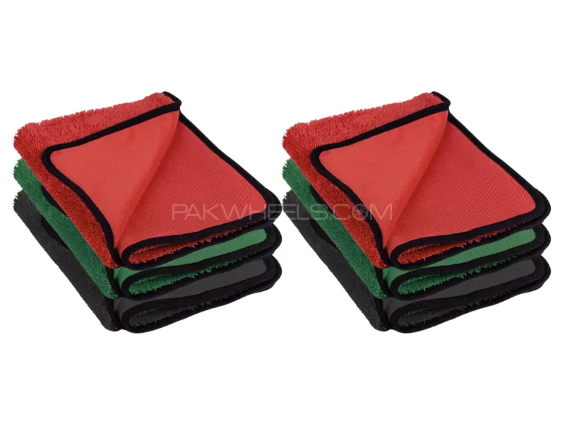Microfiber Dry Pro Towel – 800GSM (40x40cm) Pack of 6 (Random Colors) Image-1