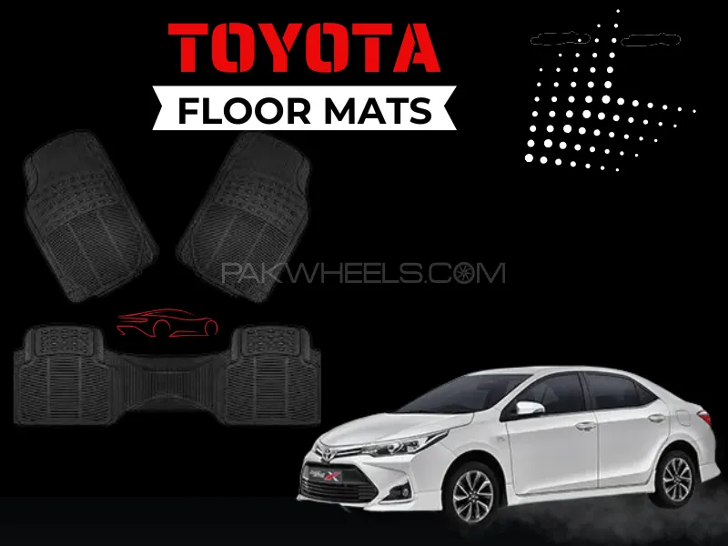 Toyota Corolla X 2014–2025 Floor Mats | Black Rubber Coated | Custom Fit | Waterproof Protection Image-1