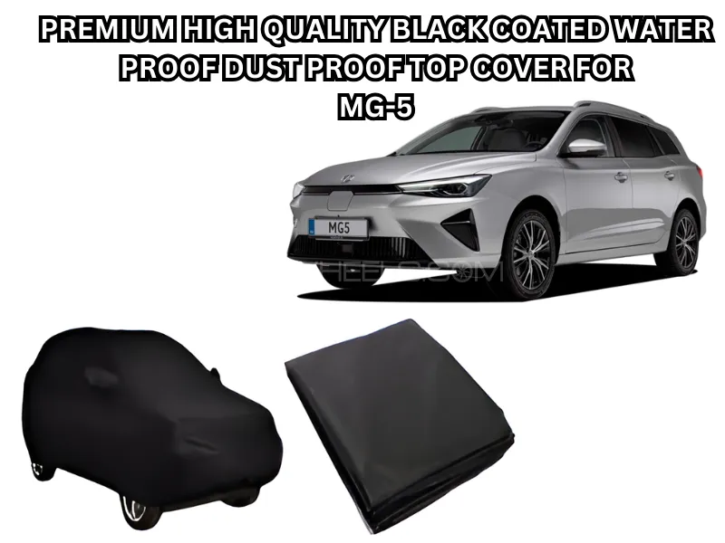 Premium High-Quality Black Coated Top Cover with Non-Skid Dashboard Mat – Logo Combo Pack for MG 5   Image-1