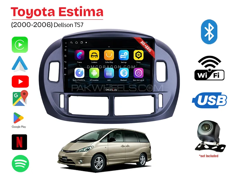 Toyota Estima 2000-2006 Dellson TS7 2GB+32GB Android Panel Car Radio Stereo 9in Screen Image-1