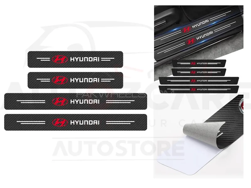 Car Carbon Door Sill Protector Sticker Tape - Hyundai Image-1