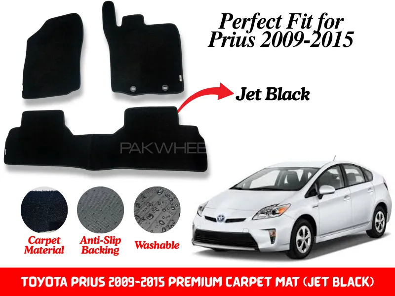 Premium Quality Toyota Prius 2009-2015 Fitting Carpet Floor Mats (Jet Black) | Perfect Fit Mats Image-1