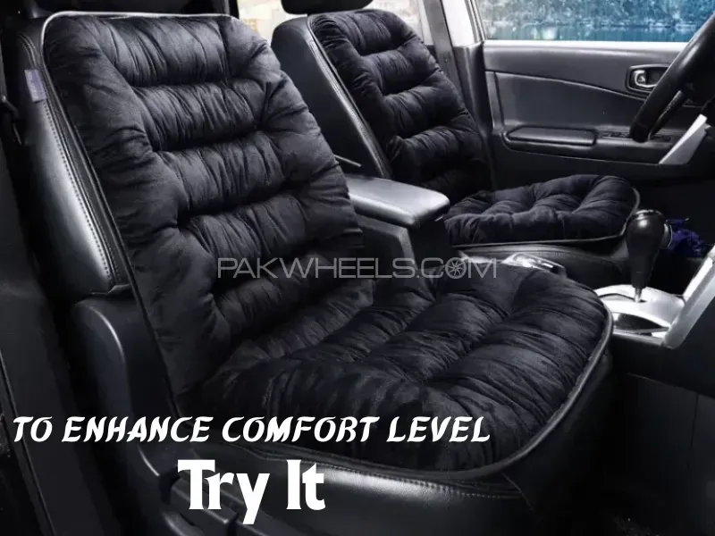 1Pc Car Seat Cover (Black) Velvet Car Safety Cushion Pure Cotton Luxury Universal Thick Universal Image-1