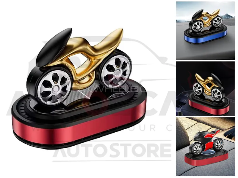 Car Air Freshener, Motorcycle Bike Shape Solar Powered Wheel Rotating Car Aroma Image-1