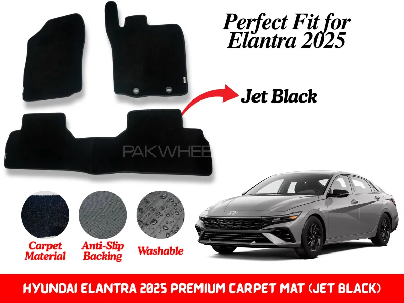 Premium Quality Hyundai Elantra New 2025 Fitting Carpet Floor Mats (Jet Black) | Perfect Fit Mats Image-1