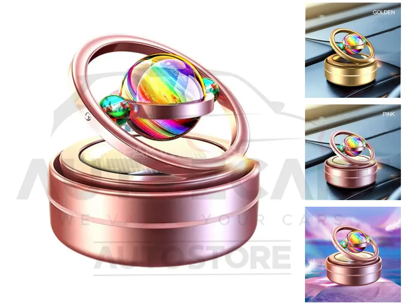 Universal Solar Power Car Perfume Air Freshener | 360° Rotating Car Perfume Solar Energy Fragrance Image-1