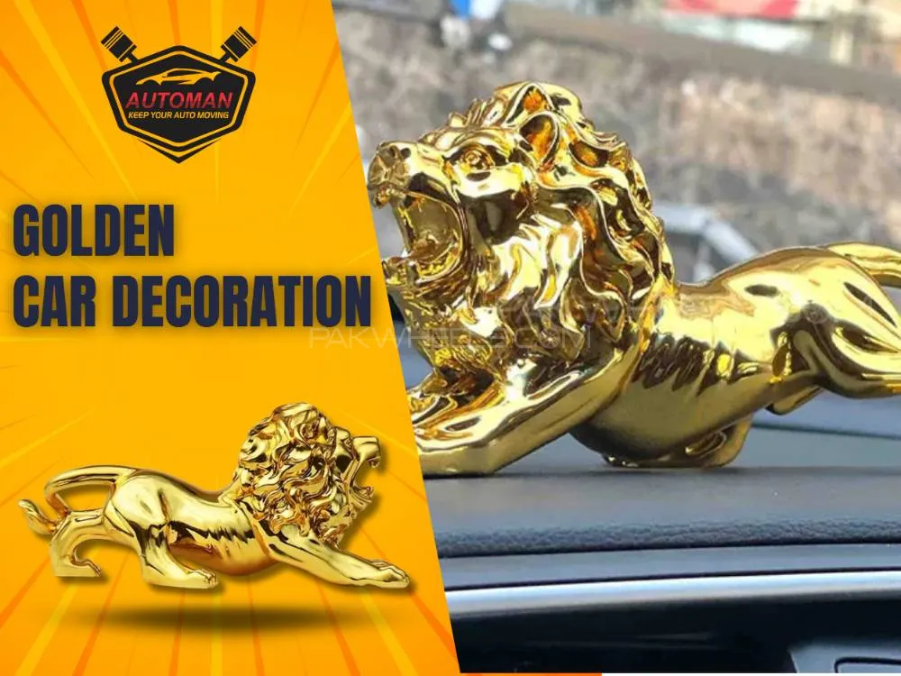 Golden Lion Car Decoration – Luxury Dashboard Ornament for Stylish Car Interiors Image-1