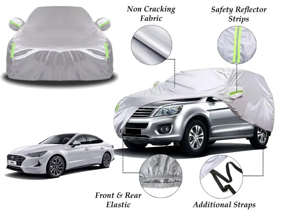 Hyundai Sonata Top Cover | Side Mirror Pockets | Reflector Strips | 100% Dust & Water Proof Image-1