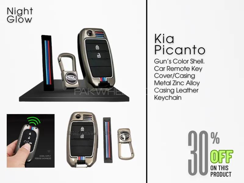 Kia Picanto | Car Remote Key Cover, Casing | Metal Casing | Key Chain | Mix Colors Image-1