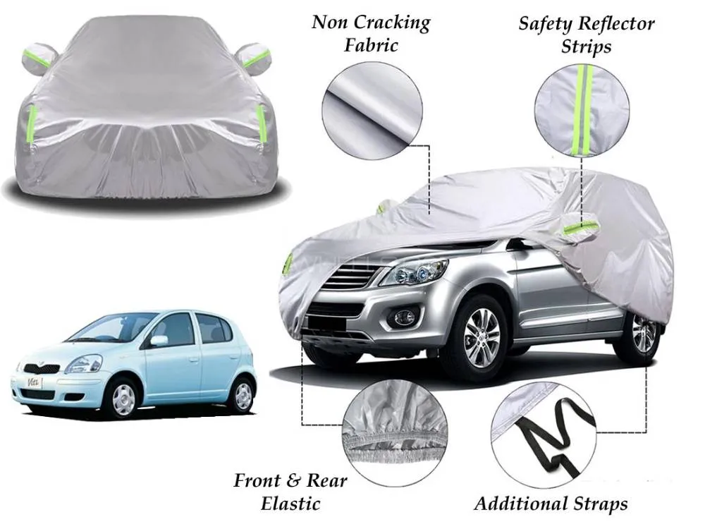 Toyota Vitz 1998 - 2004 Top Cover | Side Mirror Pockets | Reflector Strips | 100% Dust & Water Proof Image-1