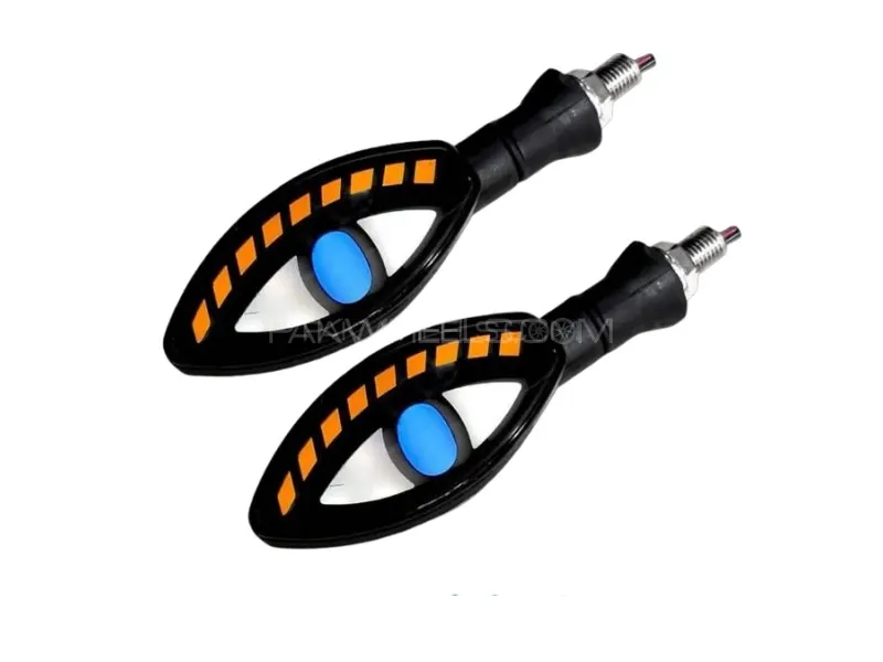 Big Boss Eye Style Bike Indicators with White DRL – 2 Pcs Set | Universal Motorcycle Turn Signal Image-1