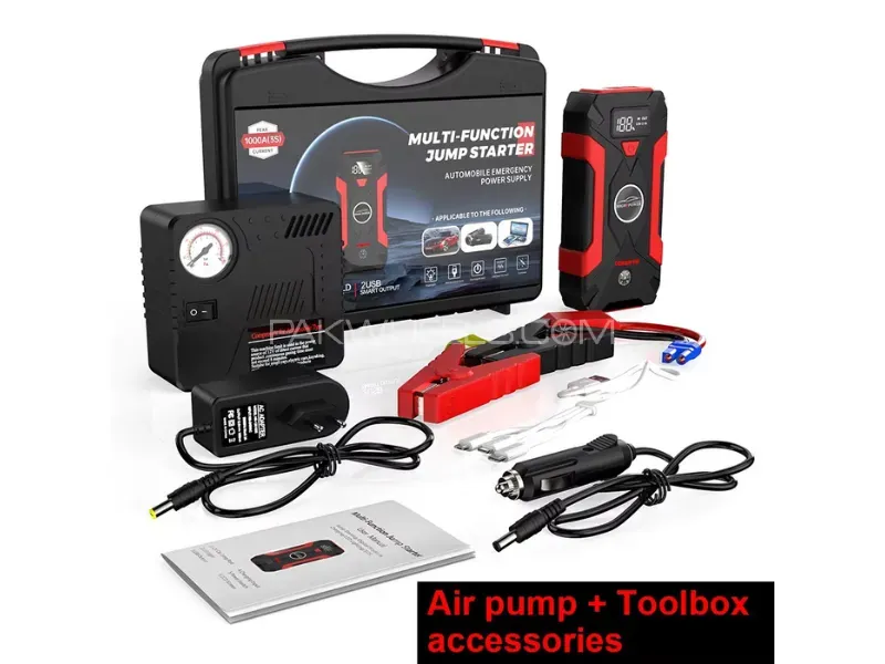 Digital Display Screen Car Jump Starter Power Bank with Car Air Pump Image-1