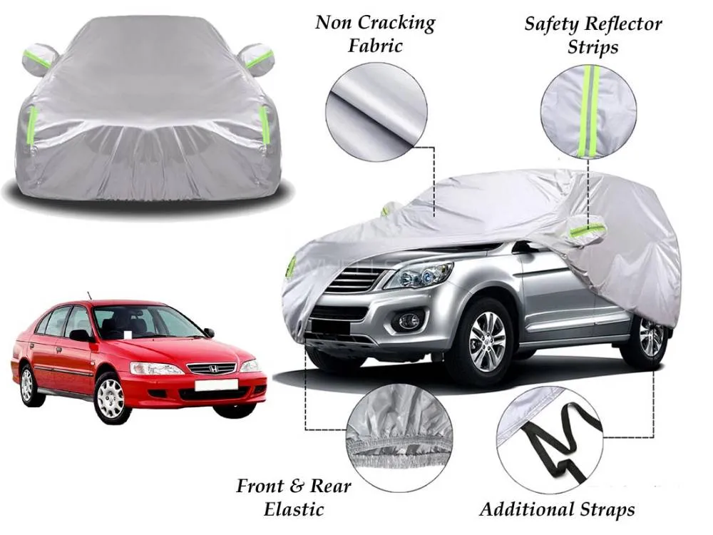 Honda City 1997 - 2002 Top Cover | Side Mirror Pockets | Reflector Strips | 100% Dust & Water Proof Image-1